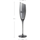 Kristal champagneglas, champagneglas, 180 ml, loodvrij, galvanisch, grijs, champagne fluiten, champagneglas met gedroogd staal, cadeauset, 2 stuks