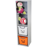 kindermeubel, boekenkast, speelgoedorganizer, 4 vaste planken, multifunctioneel, design, crèche, kamer, school - Kinderkubusplank KCX-4 - Grijs