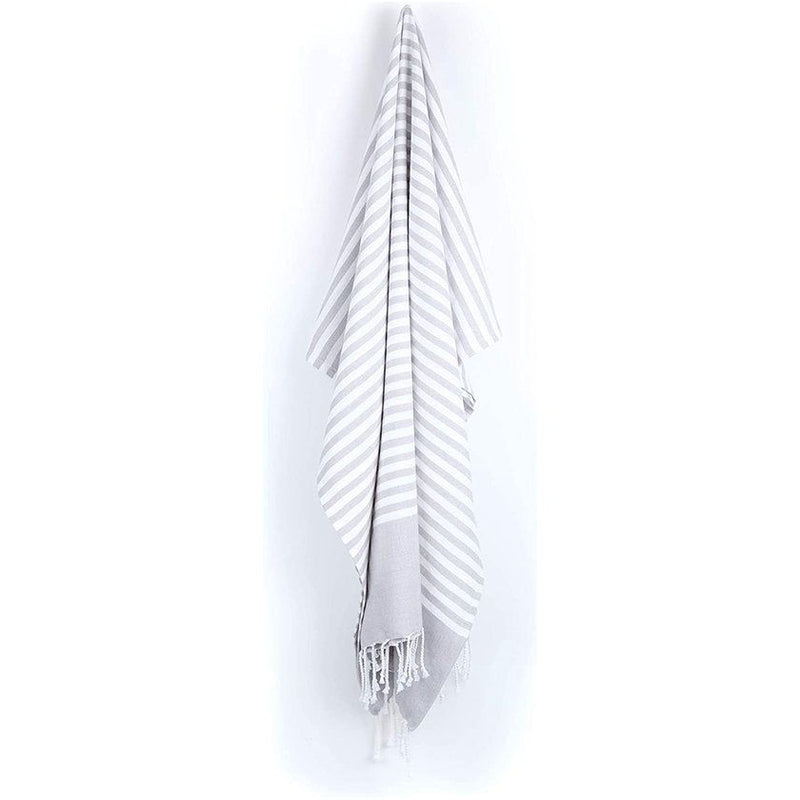 Fouta hamamdoek, badhanddoek, ideaal voor strand, sauna, yoga, reizen, baden - XXL (100 x 180 cm) - 100% katoen, Oeko-Tex® (lichtgrijs)