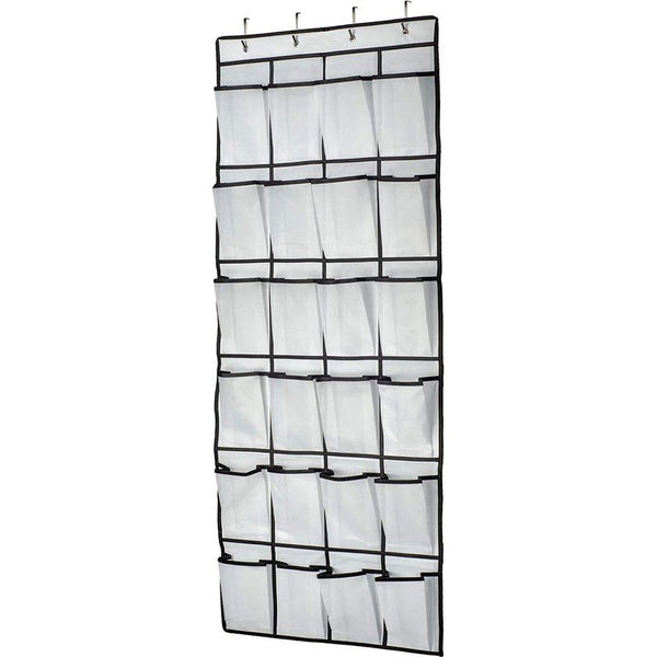 Over de deur schoenenorganizer, multifunctionele hangende organisatoren, hangende opbergtas voor slaapkamer, badkamer, kast, schoenenopslag hangend, 24 zakken, wit