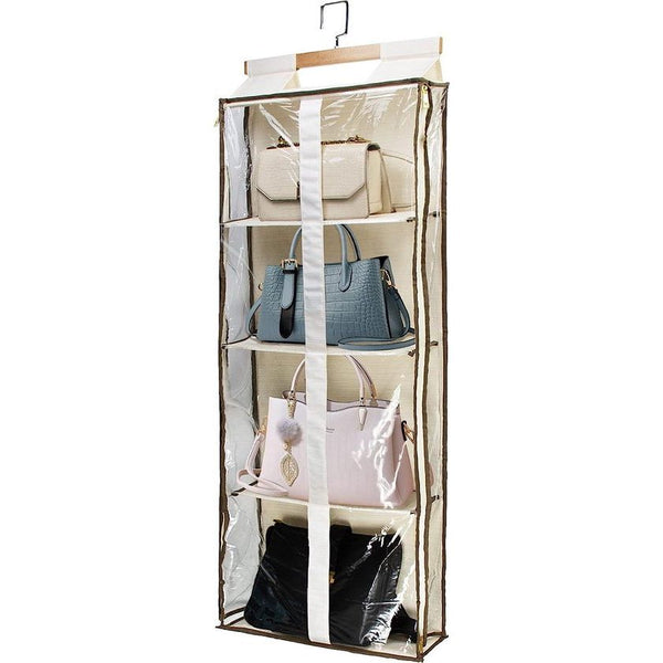 Transparante kast Handtas Opslag, Veelzijdige Kasten Handtas Plank, Over De Deur Zakken Opbergtas Rek voor Slaapkamer Woonkamer (Beige)