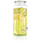 Rechthoekige drankdispenser, 2,5 liter, van glas, met tapkraan, retro waterdispenser, limonadedispenser, sapdispenser, bowl, dispenser (2,5 liter)