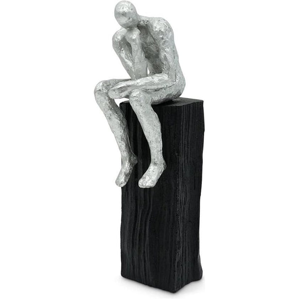 Sculptuur "De Denker" - Modern decoratief figuur van marmoriet 29 cm groot als inspiratie - decoratief figuur modern als standbeeld voor decoratie woonkamer, bureau decoratie & kantoor decoratie