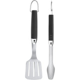 Compact grillbestek, roestvrij staal en zwart, 2-delig