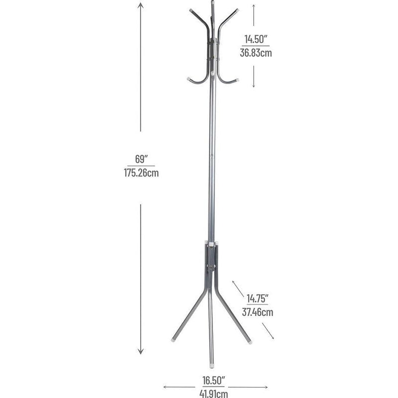 Kapstok van metaal, 8 haken, zilverkleurig