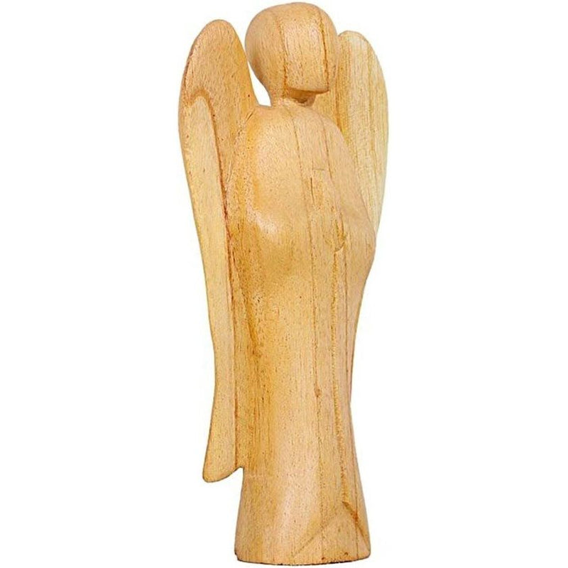 decoratief beeld beschermengel aartsengel staand van hibiscus hout, hoogte 20 cm groot licht bruin, handwerk uit Bali engel houten bidden