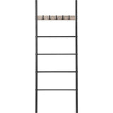 Towel Ladder, Towel Rack, Towel Rack, Clothes Rack, 5 Removable Hooks, 60 x 177 cm, for Bath Towels, Clothes, Blankets, Newspapers, Space Saving, Sturdy, Industrial Style EBG60CJ01