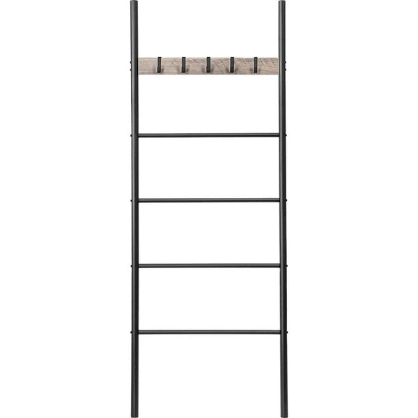 Towel Ladder, Towel Rack, Towel Rack, Clothes Rack, 5 Removable Hooks, 60 x 177 cm, for Bath Towels, Clothes, Blankets, Newspapers, Space Saving, Sturdy, Industrial Style EBG60CJ01