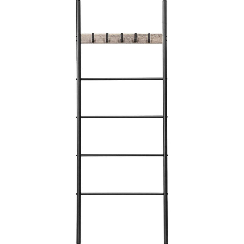 Towel Ladder, Towel Rack, Towel Rack, Clothes Rack, 5 Removable Hooks, 60 x 177 cm, for Bath Towels, Clothes, Blankets, Newspapers, Space Saving, Sturdy, Industrial Style EBG60CJ01