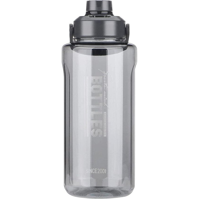 2 liter waterflessen met infuser, 2100 ml waterfles met handvat, BPA-vrij, lekvrije gymwaterflessen, kan met deksel voor fitness, sport, kamperen, fietsen, yoga, reizen, grijs