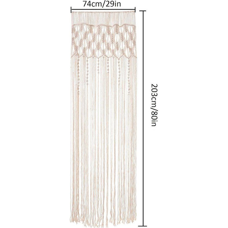 Macramé wandtapijt, handgemaakt geweven macramé, wandtapijt, boho, deurgordijn voor bruiloft, achtergrond, raamgordijnen, woondecoratie (stijl A/74 x 203 cm)