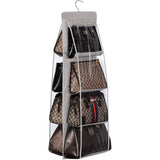 Lirex Handtas Opknoping Organizer (8 Pocket), Opknoping Purse Organizer Handtas Opberghanger Oxford Doek Closet Organizer voor Familie Kast Slaapkamer, Opvouwbaar en Universele Fit, Grijs