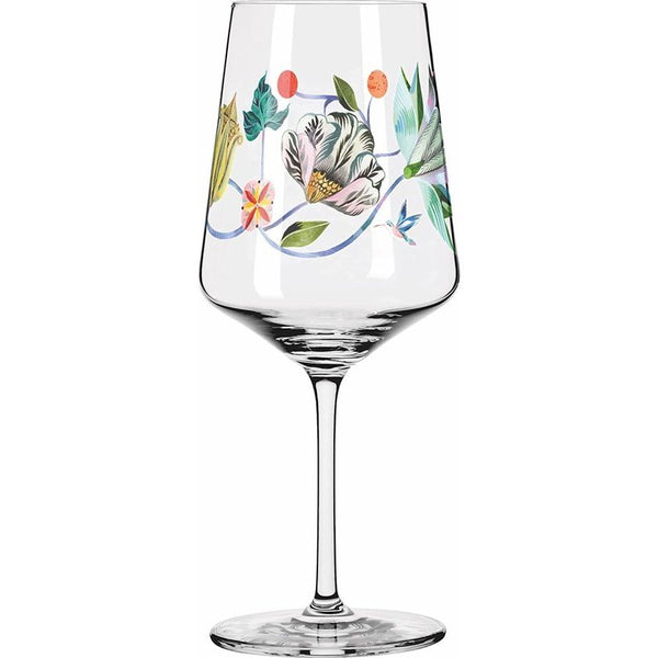 Aperitiefglas 500 ml – Serie Sommerdauw – Motief nr. 8 met kolibriillustratie