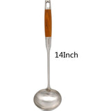 Suppenkelle mit langem Holzgriff 304 Edelstahl Utensilien (B-Ladle)