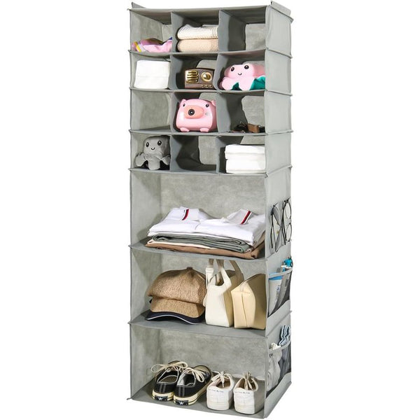 Opvouwbaar hangrek, kastorganizer met 15 vakken, kledingkast, organizer, opbergsysteem, hangopslag, voor slaapkamer, kinderkamer, garderobe en camper (grijs)
