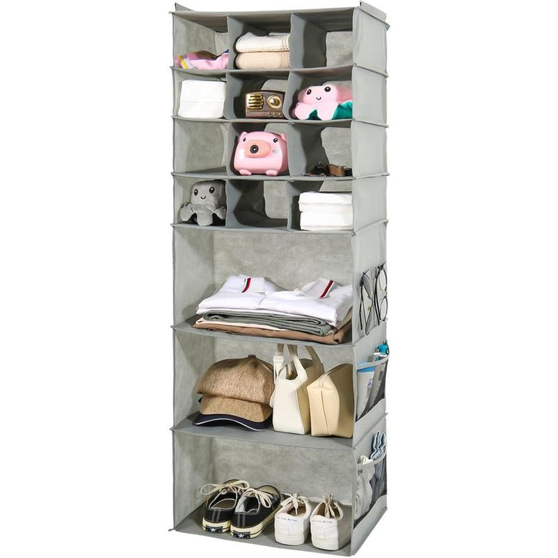 Opvouwbaar hangrek, kastorganizer met 15 vakken, kledingkast, organizer, opbergsysteem, hangopslag, voor slaapkamer, kinderkamer, garderobe en camper (grijs)