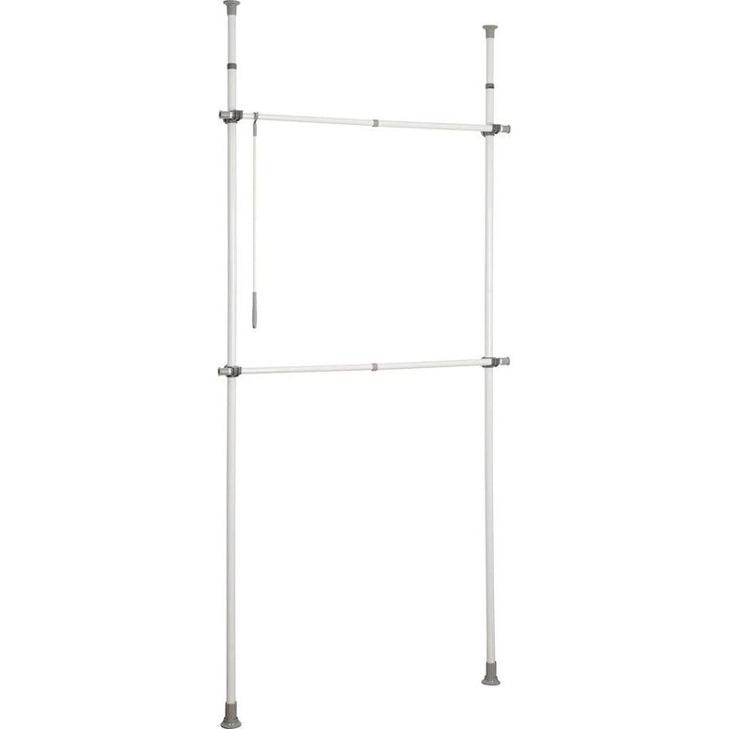 Basic Telescopisch kledingrek, verstelbaar opbergsysteem met 2 kledingstangen die je kunt aanpassen aan de afmetingen van je inloopkast, 75-120 x 165-300 x 11 cm