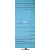 grote strandhanddoek - saunahanddoek van 100% katoen - lighanddoek - 90x180 cm - lijnen - kleur aqua