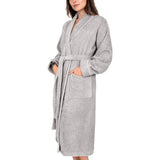 Badjas dames badstof - sjaalkraag - lang - 100% katoen (380g/m2) - Oeko-Tex Standard 100 - maat S, M, L, XL, XXL