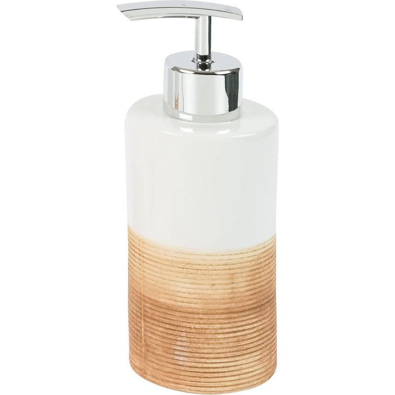 axentia Accessoires Rimini Badkamer Accessoires 4-delige Badkamer Set Zeepdispenser, Zeepbakje & Tandenborstelbekers-Badaccessoires navulbaar, Keramiek, Beige, 1 x 1 x 1 cm