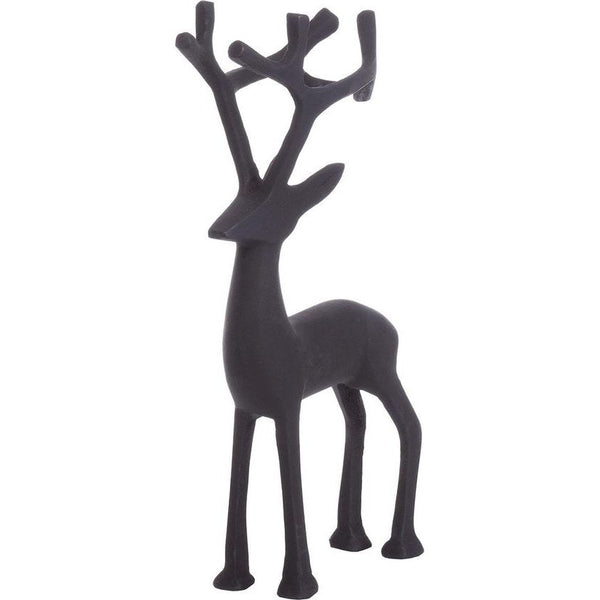Decoratieve figuur rendier | kerstdecoratie | deco hert | metaal | mat zwart | 24 cm hoog