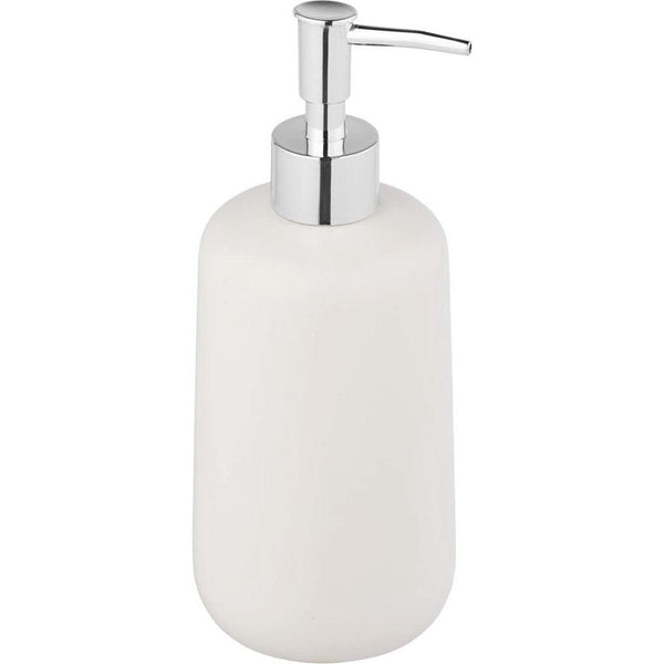 Zeepdispenser - navulbare zeepdispenser in conische vorm - handzeepdispenser in matte afwerking, gemaakt van keramiek, zilverkleurig - inhoud 500 ml - 8 x 20 x 7,7 cm - Wit