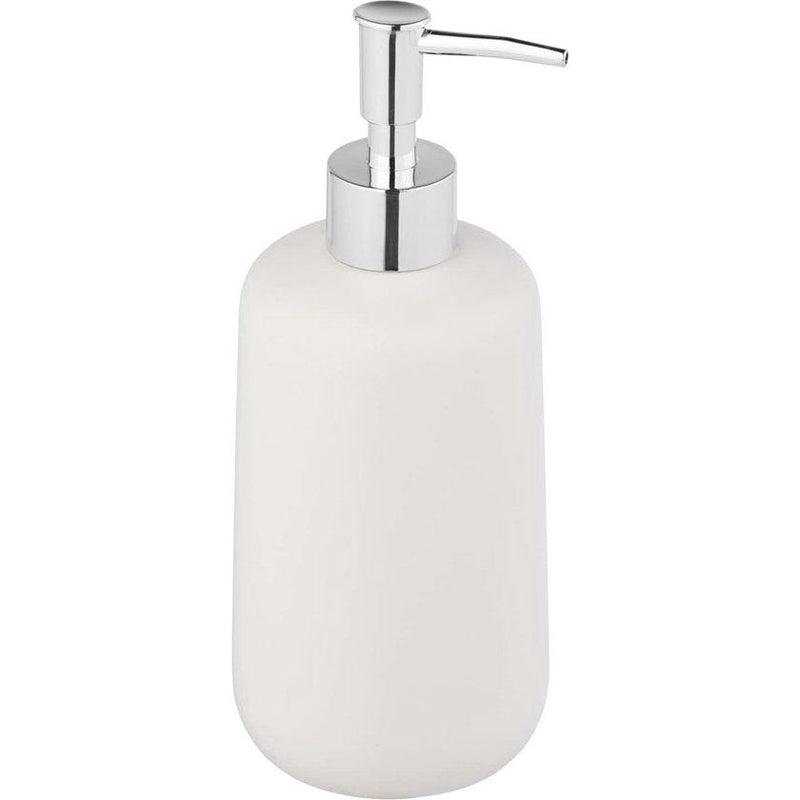 Zeepdispenser - navulbare zeepdispenser in conische vorm - handzeepdispenser in matte afwerking, gemaakt van keramiek, zilverkleurig - inhoud 500 ml - 8 x 20 x 7,7 cm - Wit