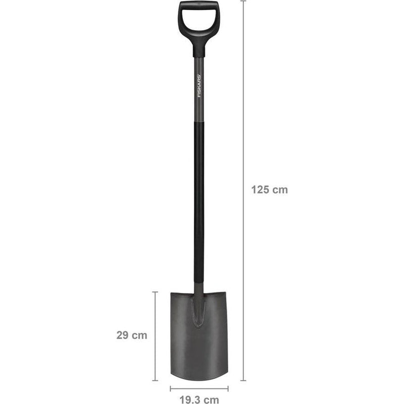 Tuinspade, rond, spade voor zachte, steenarme bodems, lengte: 125 cm, hoogwaardig boorstaal, grijs/zwart, ergonomisch