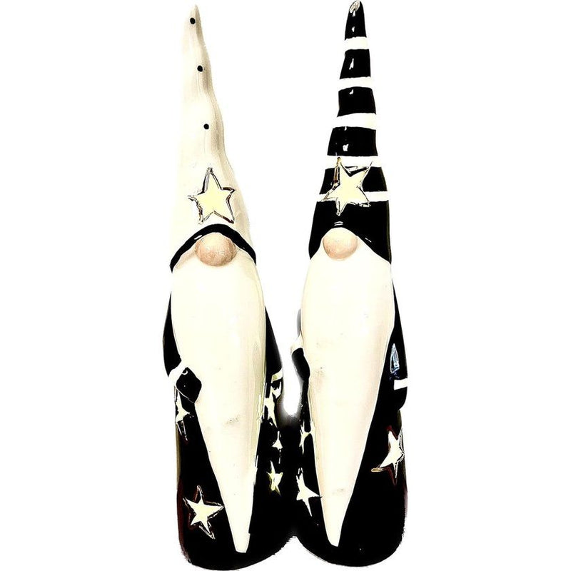 Kerstdecoratie Verlichte decoratieve figuur engel Kabouter Kerstman Mintwit Set van 2