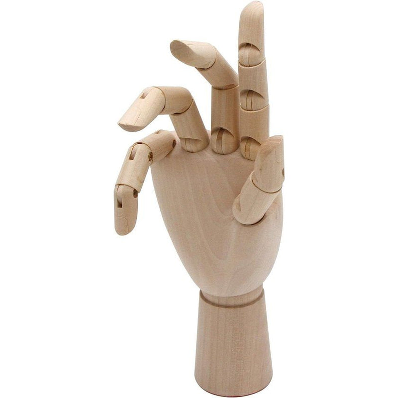 Schakelhand, 25 cm rechts, beweegbare modelhand, houten hand
