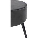 Puff fluwelen kruk, houten poten van fluweel, make-up board, zitkruk, rond, gestoffeerd, poef, kruk, fluweel, voetbank, elegant, voor hal, woonkamer, slaapkamer, Zwart/grijs
