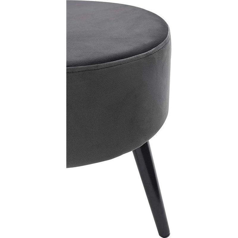 Puff fluwelen kruk, houten poten van fluweel, make-up board, zitkruk, rond, gestoffeerd, poef, kruk, fluweel, voetbank, elegant, voor hal, woonkamer, slaapkamer, Zwart/grijs
