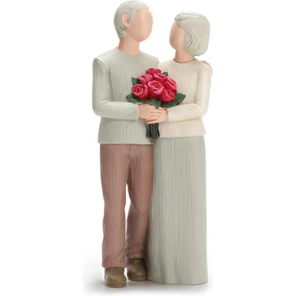 Liefdevolle bejaarde echtpaar beeldjes, huwelijksverjaardag standbeelden voor huisdecoratie, gebeeldhouwde handgeschilderde figuren geschenken voor ouders grootouders