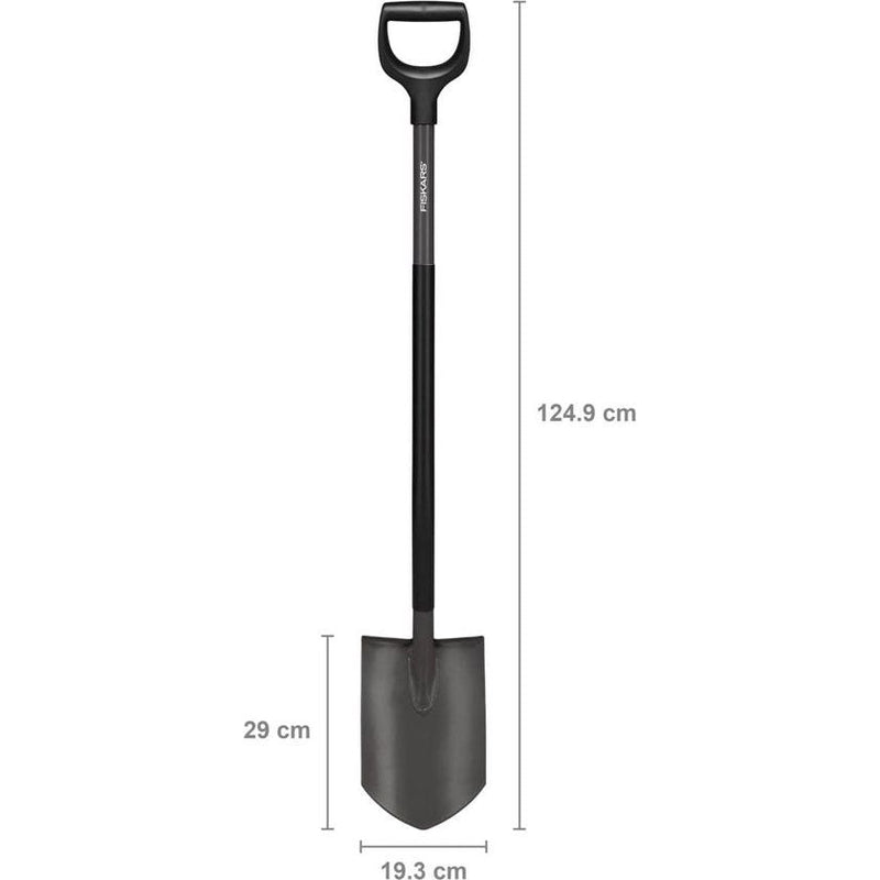 Tuinderspade, spits, spade voor harde, steenachtige vloeren, lengte: 125 cm, hoogwaardig boorstaal, grijs/zwart, ergonomisch