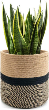 Plantenbak, bloempot, mand, plantenmand voor 26 cm plantenbak, katoenen touw, opbergmand voor speelgoed, dekens in de kinderkamer, moderne woondecoratie, 28 x 28 cm