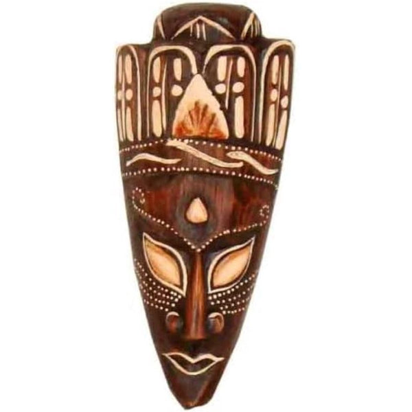 Jano Painted Mask - Keuze uit 20 cm, 50 cm of 100 cm - Houten masker uit Bali - Wandmasker - Afrikaanse decoratie (ca. 20 cm)