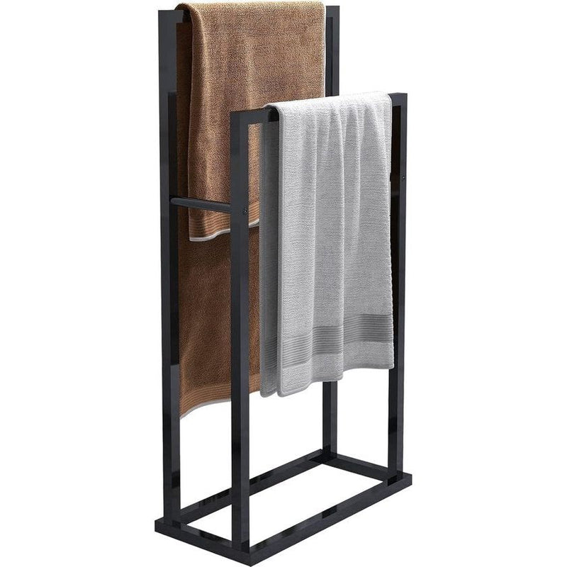 2-Tier Black Freestanding Towel Rails (Two Tiers, Black)