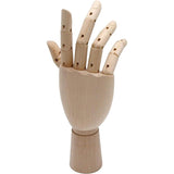 Schakelhand, 25 cm rechts, beweegbare modelhand, houten hand