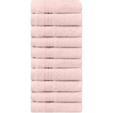 Handdoekset van 100% biologisch katoen, badhanddoek, hoge kwaliteit, zacht en zeer absorberend, sneldrogend, Oeko-Tex, gemaakt in groen en GOTS-gecertificeerd (10 gastenhanddoeken, zeeschelproze)