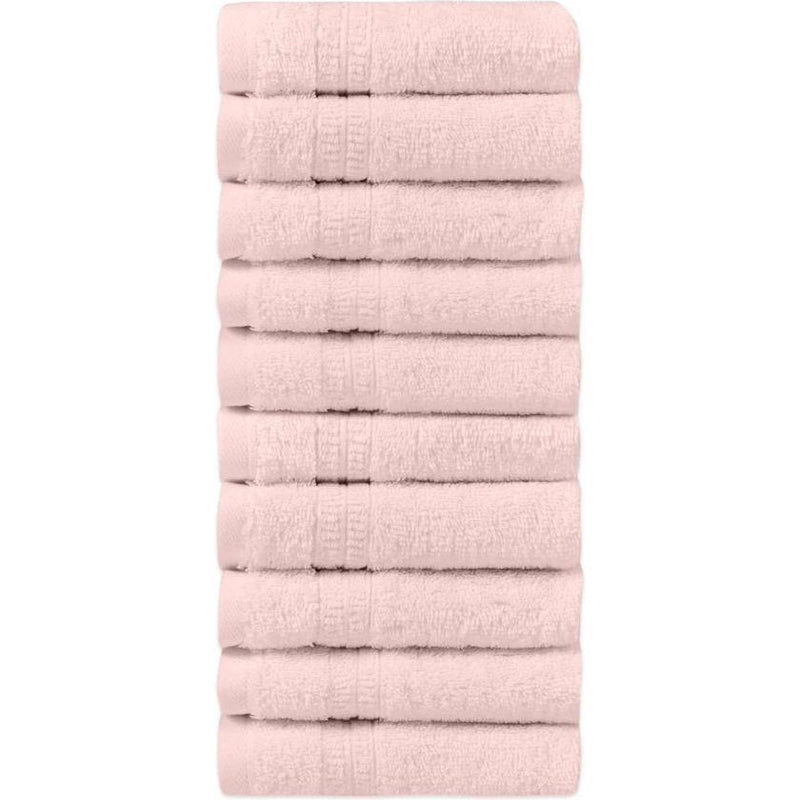 Handdoekset van 100% biologisch katoen, badhanddoek, hoge kwaliteit, zacht en zeer absorberend, sneldrogend, Oeko-Tex, gemaakt in groen en GOTS-gecertificeerd (10 gastenhanddoeken, zeeschelproze)