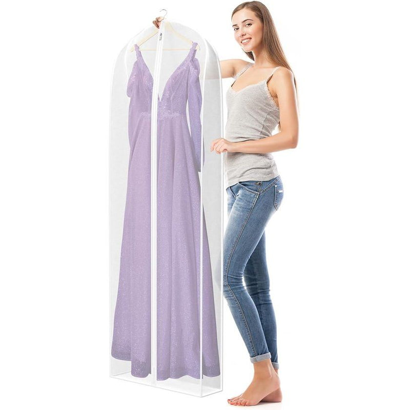 Pak van 3 72" kledinghoezen lang 182 x 60 x 17 cm, transparante organza reistas kledingzakken met ritssluiting, ademende kledinghoes voor heren voor lange jurken, jassen, jassen, pakken