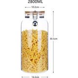 Glazen pot met deksel, luchtdichte weckpotten met beugelsluiting 2,8 l, grote voorraadpotten van borosilicaatglas met bamboedeksel voor bonen, muesli, meelopslag, komkommerglas, 2800 ml, 2 stuks