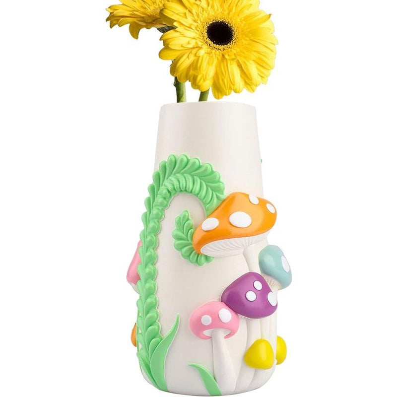 Beschilderde paddenstoelvaas voor bloemen, kleurrijke unieke 3D-bloemenvaas, 20 cm hoog, regenboog, funky paddenstoelvazen, decoratie, vaas voor pampasgras, grappig, veelzijdige tuingeschenken.