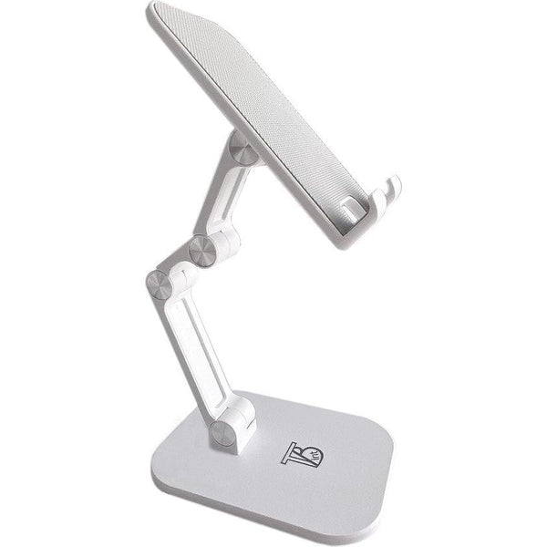 Stabiele standaard voor tablet, iPad en mobiele telefoon; opvouwbaar en verstelbaar, kleur: wit