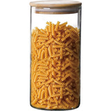 INCETUE voorraadpotten glas met deksel 1200ml, grote voorraadpotten met bamboe deksel rond, keuken kruidenpotten luchtdichte voorraadpotten voor spaghetti, muesli, meel, bonen, cornflakes