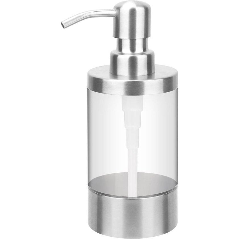 Zeepdispenser, roestvrij staal, zeepdoseerder, transparante acrylfles, afwasmiddeldispenser, lotiondispenser voor keuken, badkamer, toilet, winkelcentrum, hotel, 250 ml