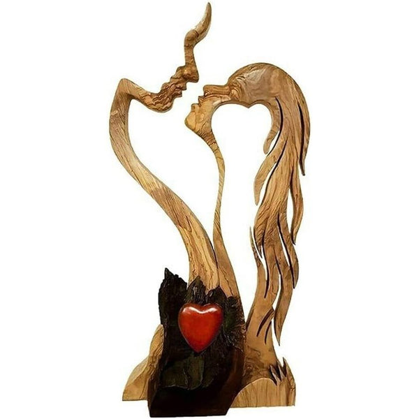 Liefde eeuwig houten Valentijnsdag ornamenten creatief mannelijk en vrouwelijk kussend houten beeld, handgemaakte sculptuur, interieurdecoratie