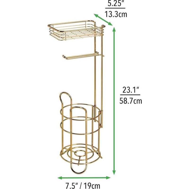 Toilet Roll Holder, Elegant Metal Toilet Paper Roll Holder, Toilet Roll Holder with Shelf, Convenient Storage for the Bathroom, Brass colour