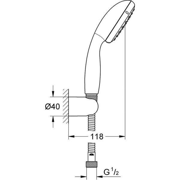 Handdoucheset (waterbesparend, 2 straalsoorten, antikalksysteem, perfect straalbeeld, robuust), chroom