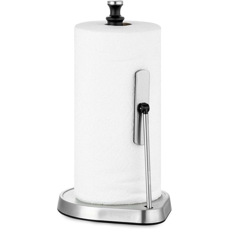 Keukenrolhouder, staande papierrolhouder van roestvrij staal, rolhouder, keukenrol, perfect voor keuken en eetkamer, stabiele basis en spanarm, zwart